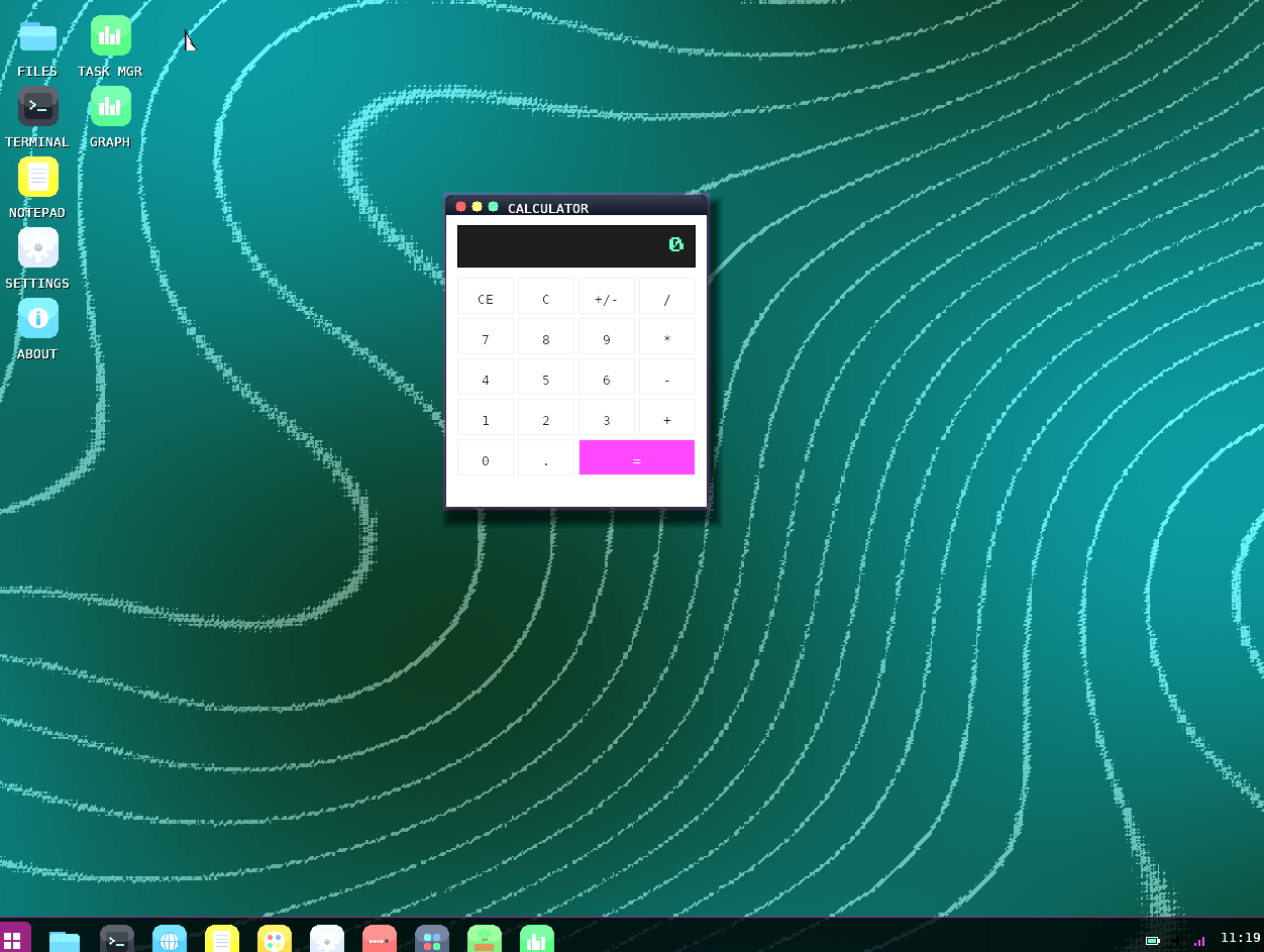 NoovexOS desktop with calculator